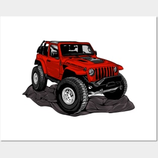 Jeep red Posters and Art